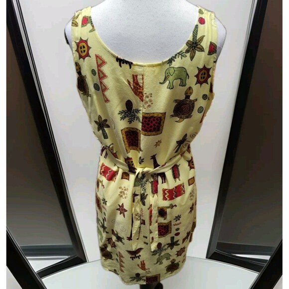 Vintage Connie Choi Mini Dress Size M Yellow Animals Sleeveless Tie - Picture 5 of 13